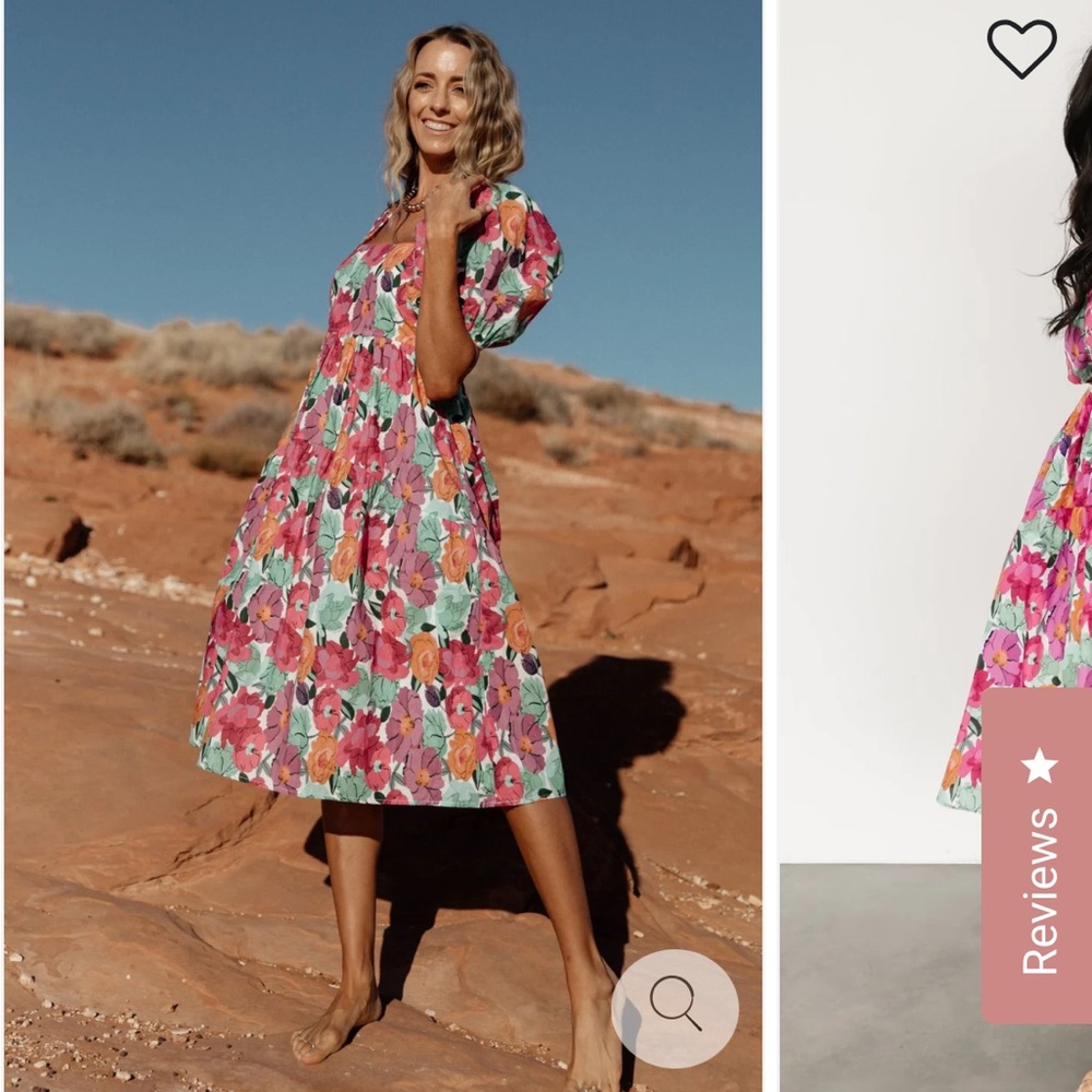 Baltic Born Pink Red Puff Sleeve Sundress